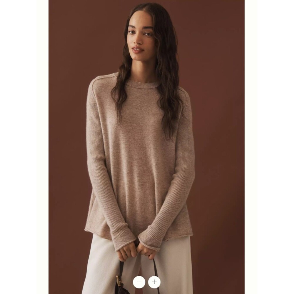Anthropologie Maeve Crew-Neck Cashmere Swing Sweater